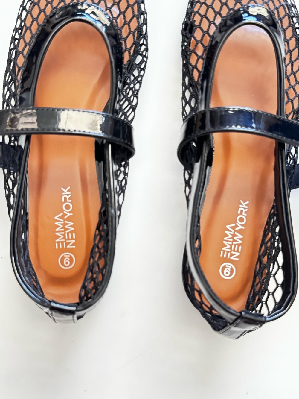 Emma New York Black Mesh Mary Jane Flats size 9 - Picture 2 of 7